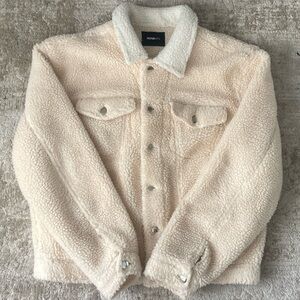 NovaMEN faux fur fleece soft fuzzy winter button-down collared jacket - SIZE XL